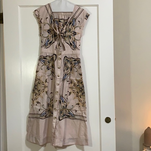 Free People Dresses & Skirts - Free People Light Pink and Blue Midi Dress